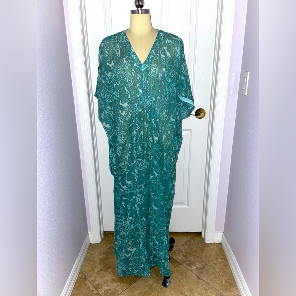 SAMA SITARA PRFD23 Green Print Caftan/Dress